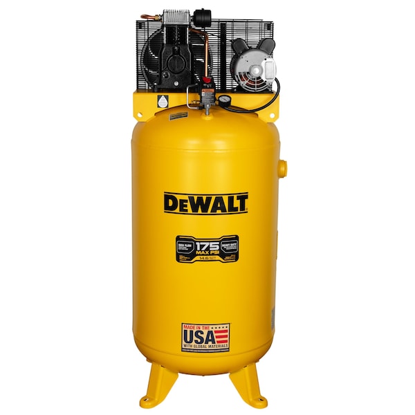 High Air Flow 80 Gal, 175 max PSI, 14.6 SCFM at 90 PSI, 5.0 HP, Oil Lubricated Air Compressor